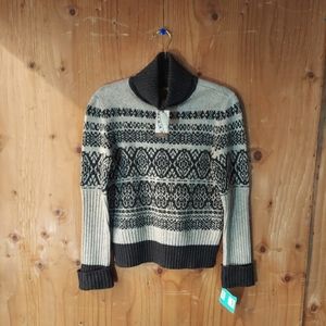 Caslon Vintage Lambswool Brown/Beige Turtleneck Knit Long Sleeve Sweater